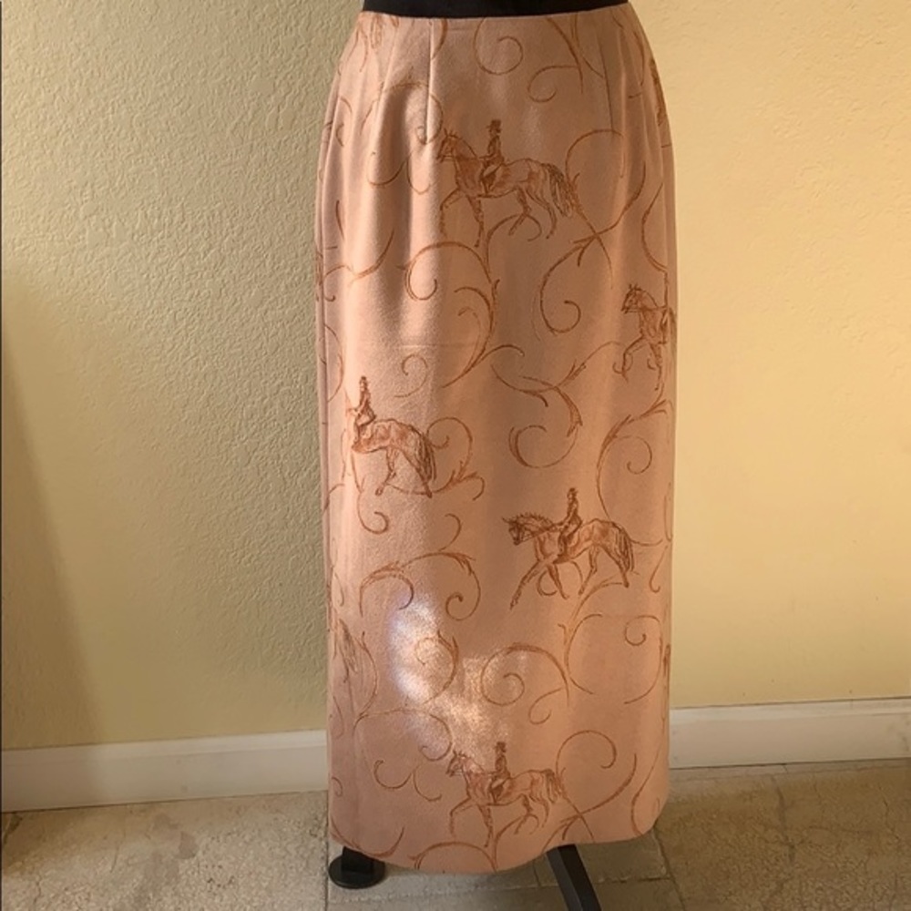 Talbots Equestrian print fully lined wrap skirt - Picture 5 of 9